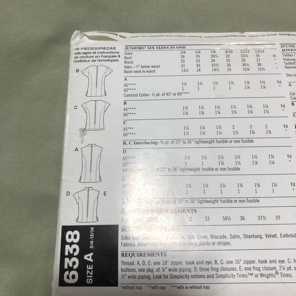 New Look 6338 - junior tops with a Mandarin style - 3/4 to 13/14- fun project - Picture 7 of 9